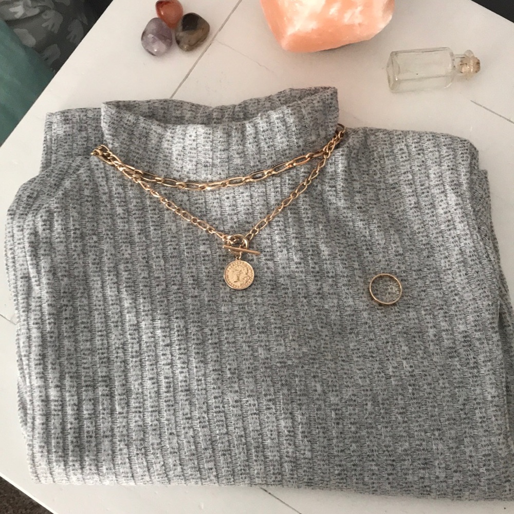 grey mock turtle neck long sleeve